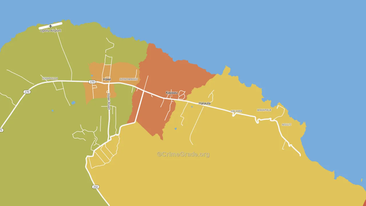 Kapaau, HI Map of Murder Rates