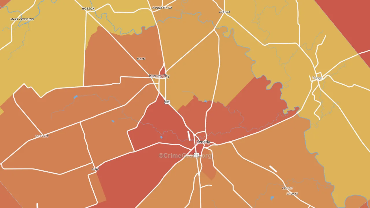 Karnes County, TX Map of Murder Rates