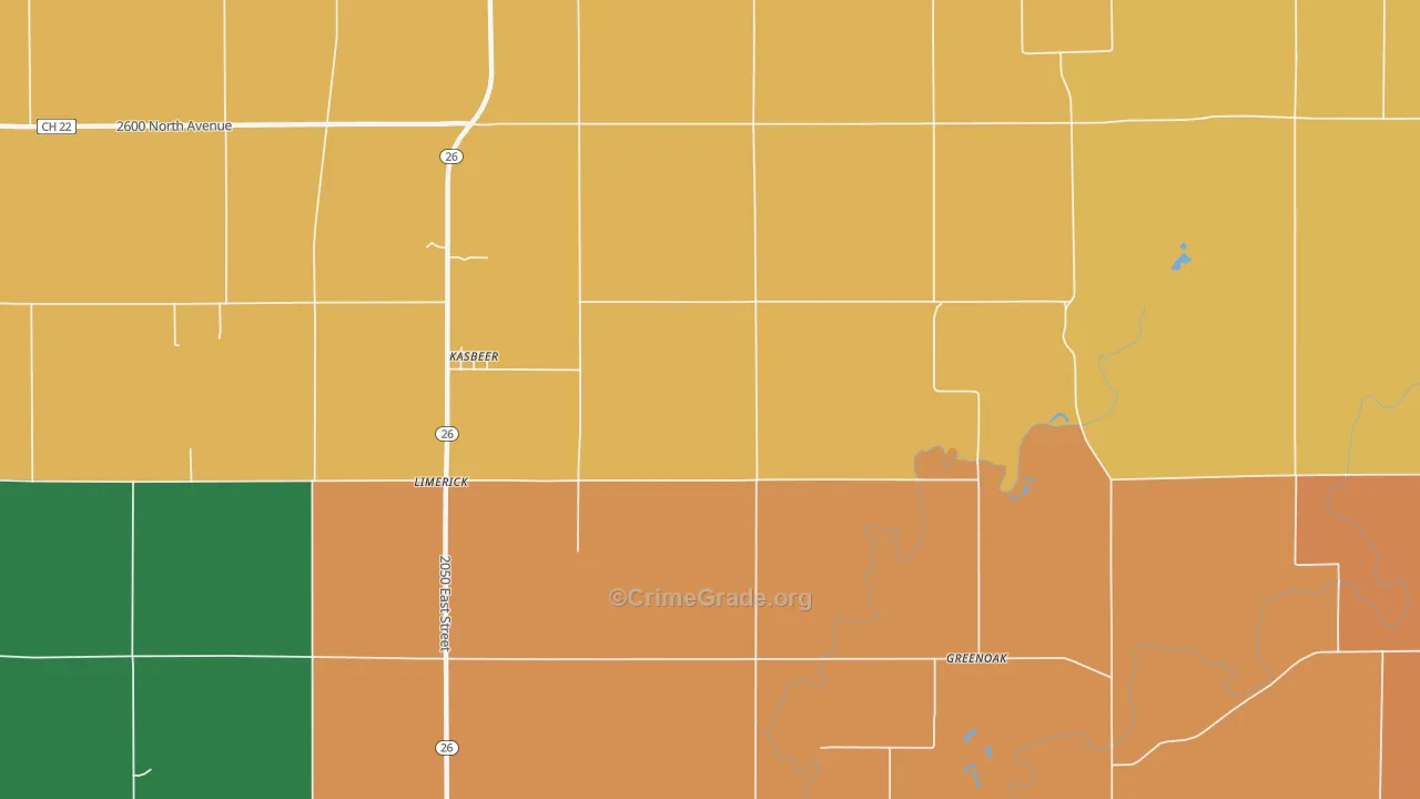 Kasbeer, IL Map of Murder Rates