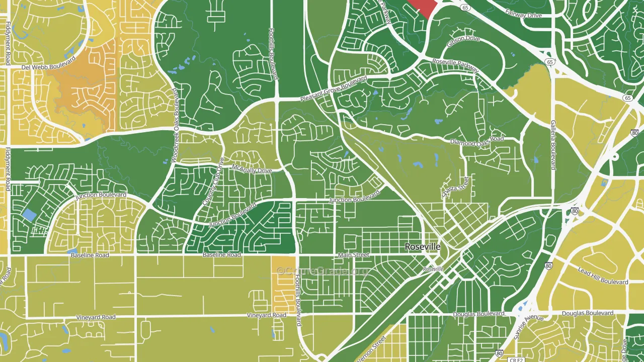 Kaseberg-Kingswood, Roseville, CA Map of Murder Rates