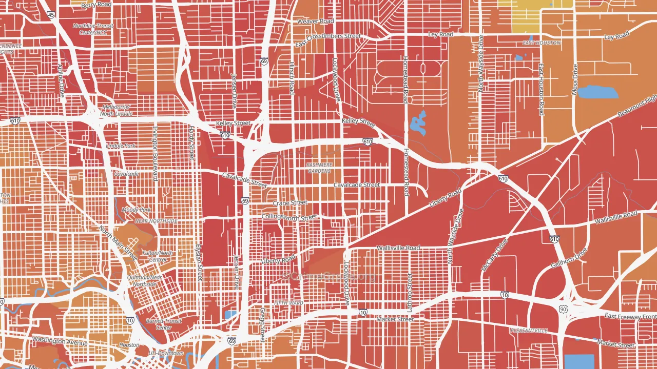 Kashmere Gardens, Houston, TX Map of Murder Rates