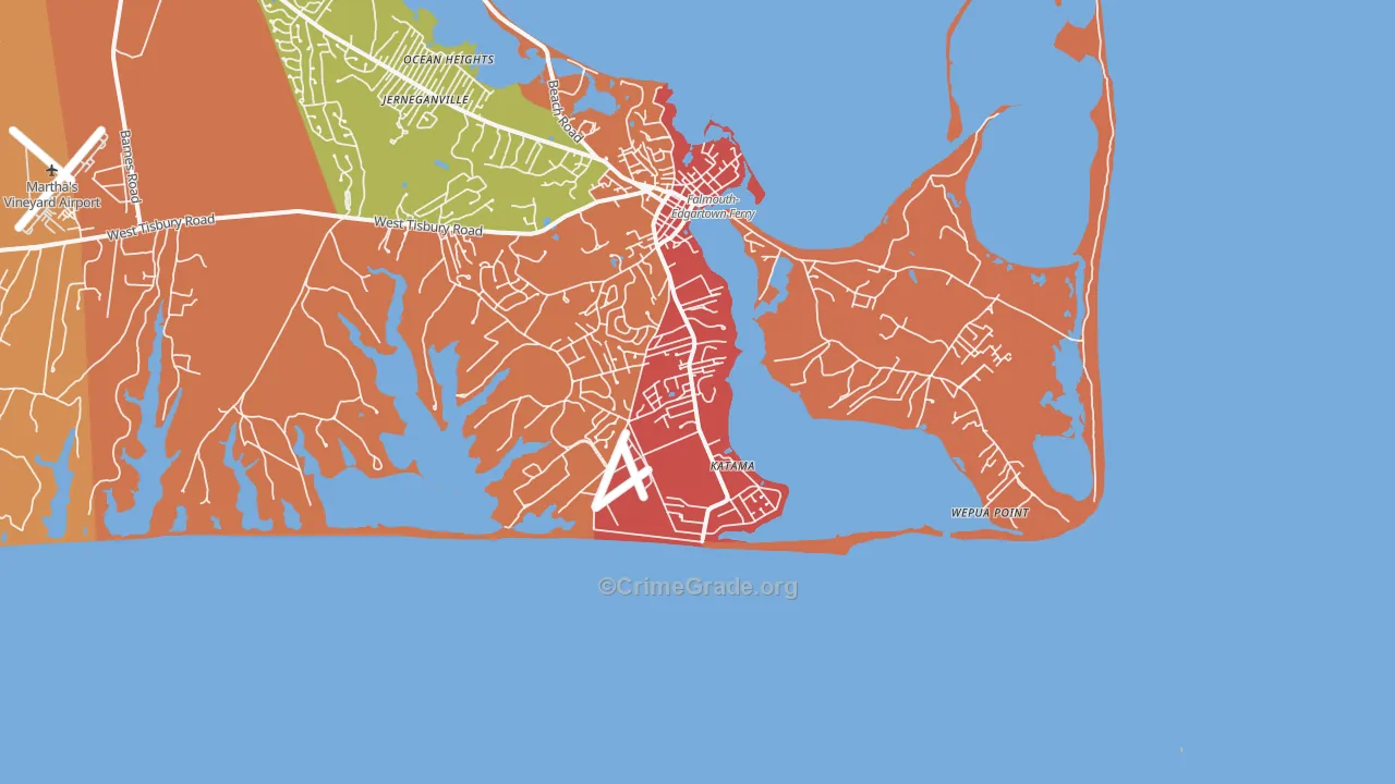 Katama, MA Map of Murder Rates