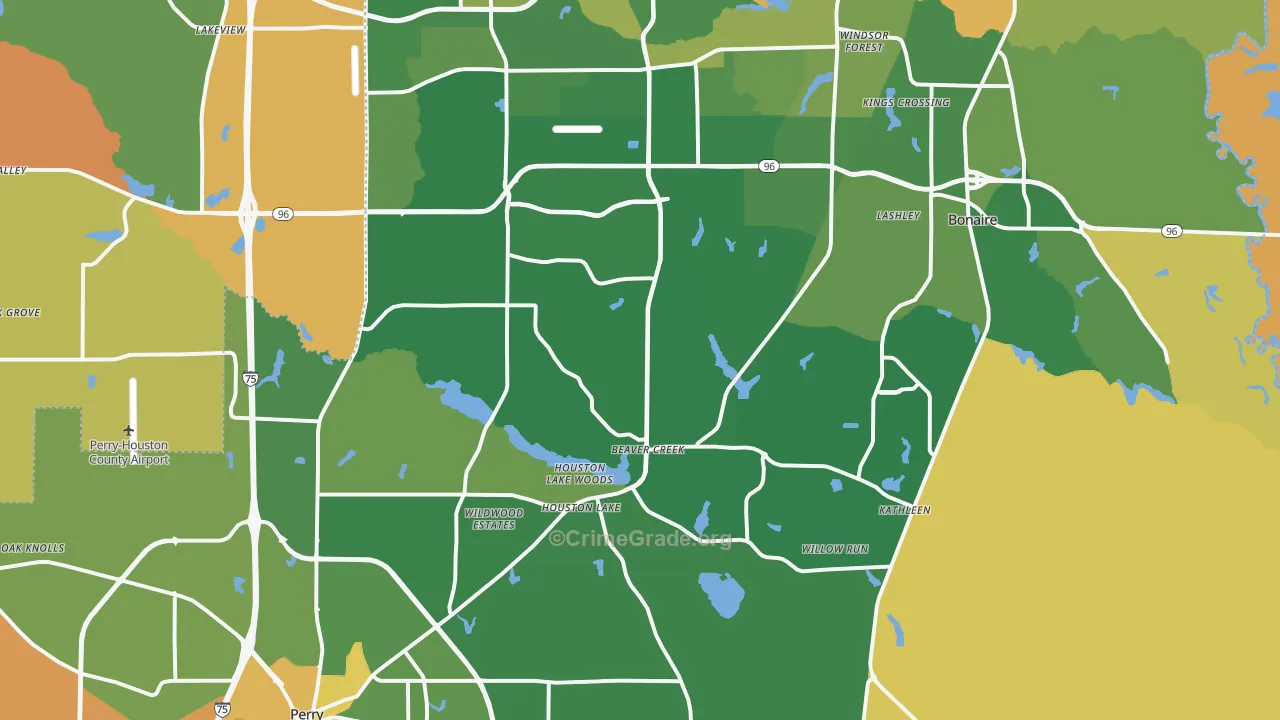 Kathleen, GA Map of Murder Rates