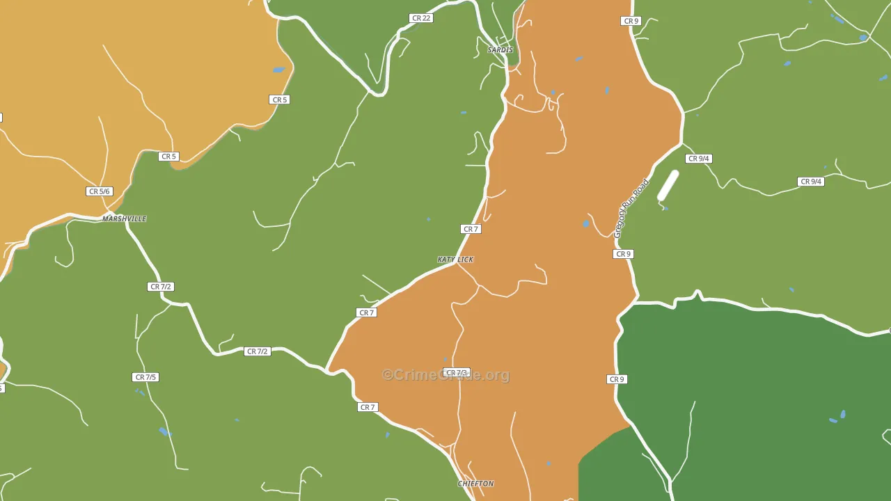 Katy Lick, WV Map of Murder Rates