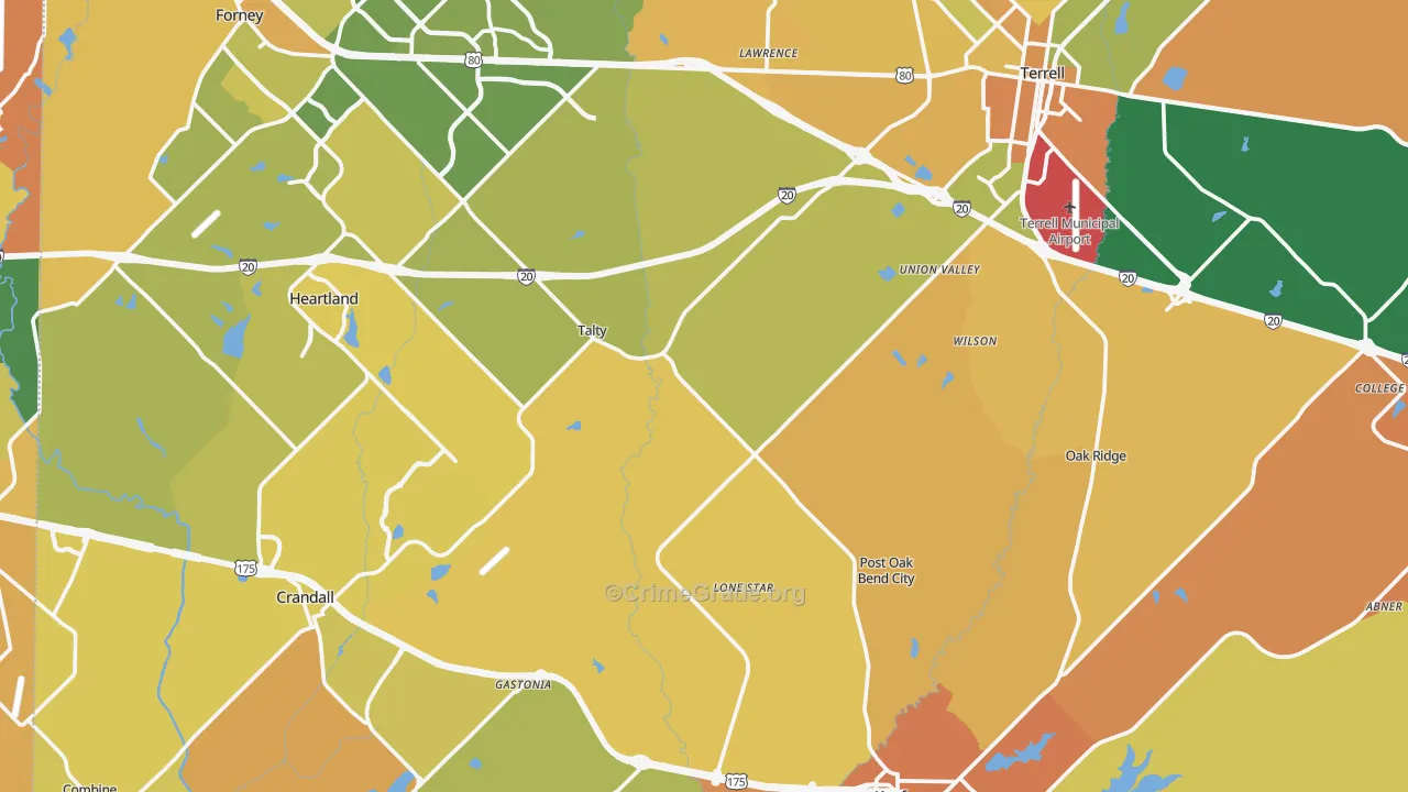 Kaufman County, TX Map of Murder Rates
