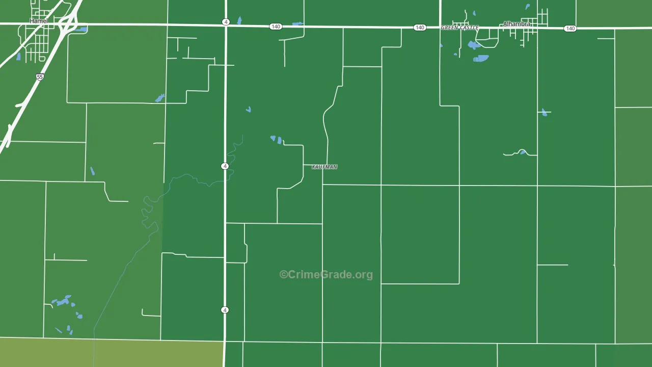 Kaufman, IL Map of Murder Rates