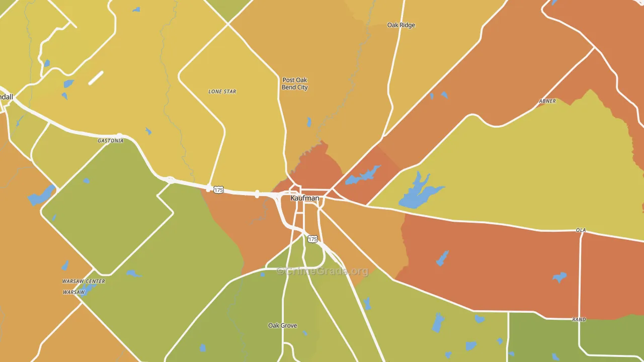 Kaufman, TX Map of Murder Rates