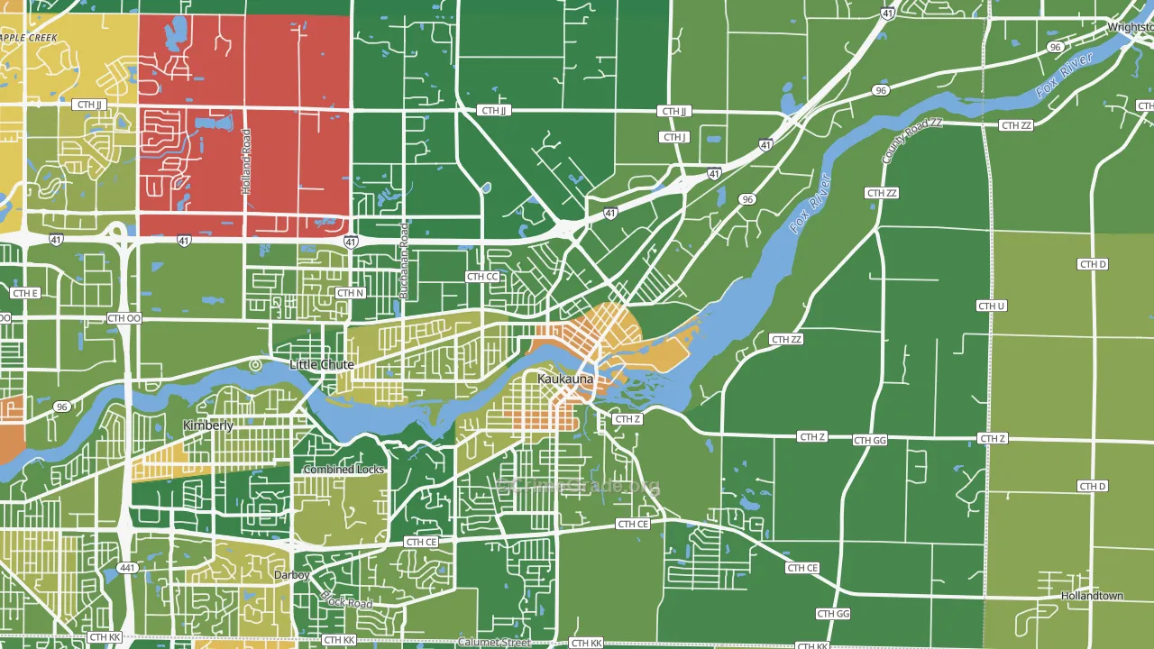 Kaukauna, WI Map of Murder Rates