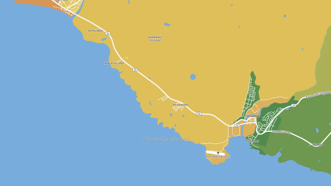 Kaumakani, HI Map of Murder Rates