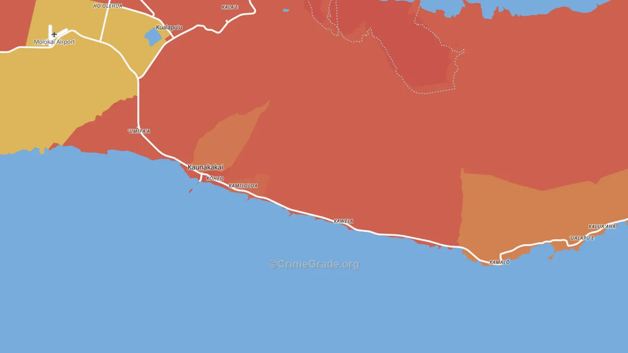 Kaunakakai, HI Map of Murder Rates