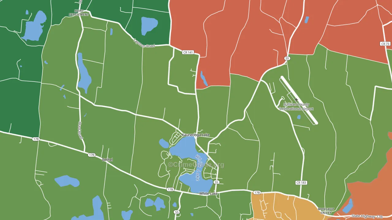 Kauneonga Lake, NY Map of Murder Rates