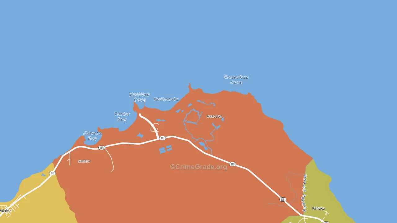 Kawela, HI Map of Murder Rates