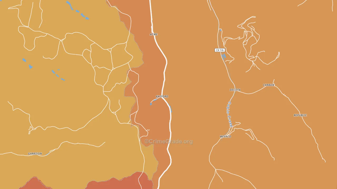Kayford, WV Map of Murder Rates