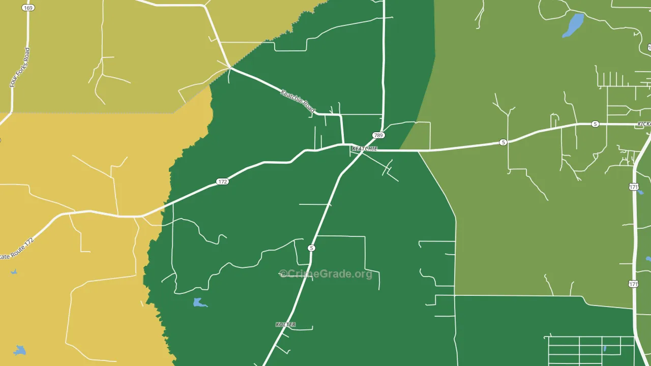 Keachi, LA Map of Murder Rates