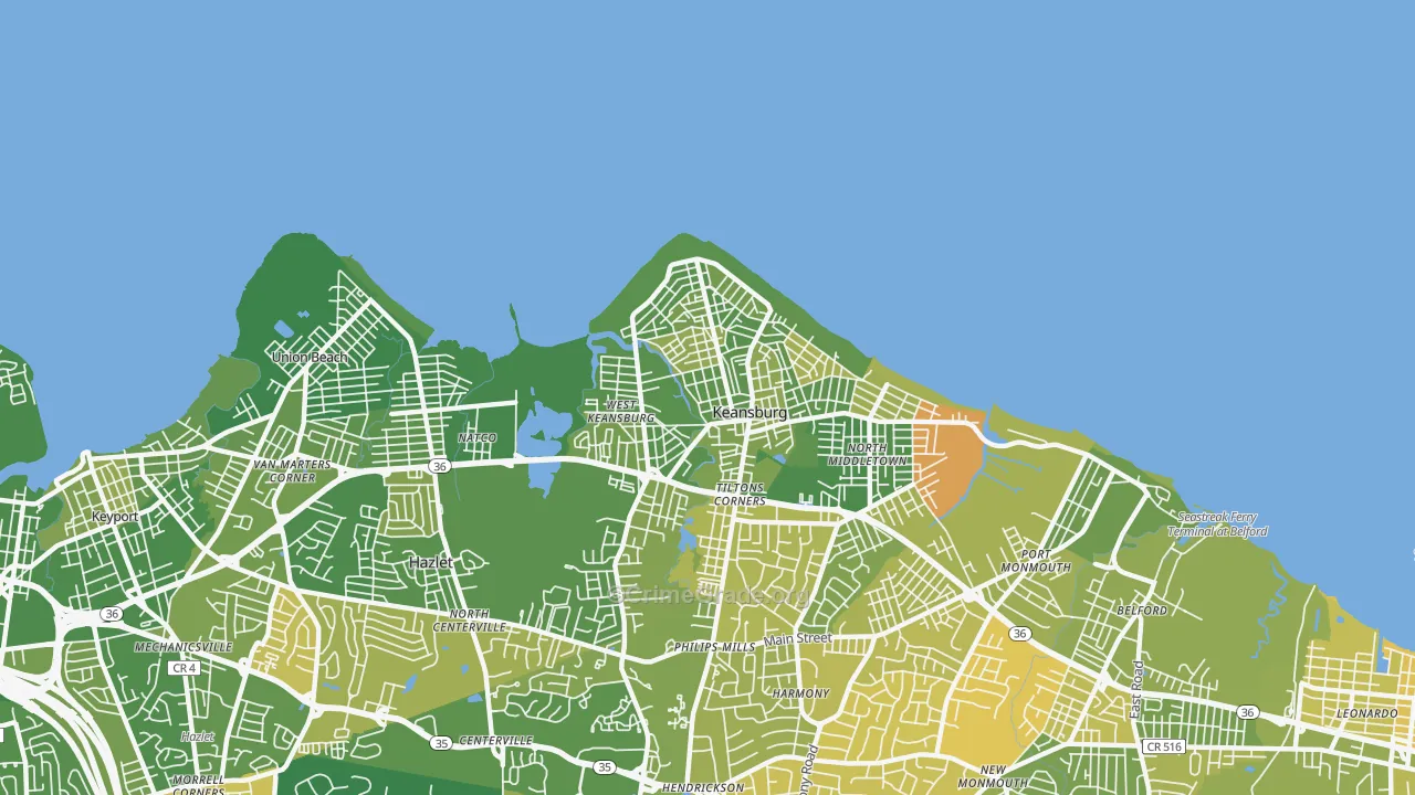 Keansburg, NJ Map of Murder Rates