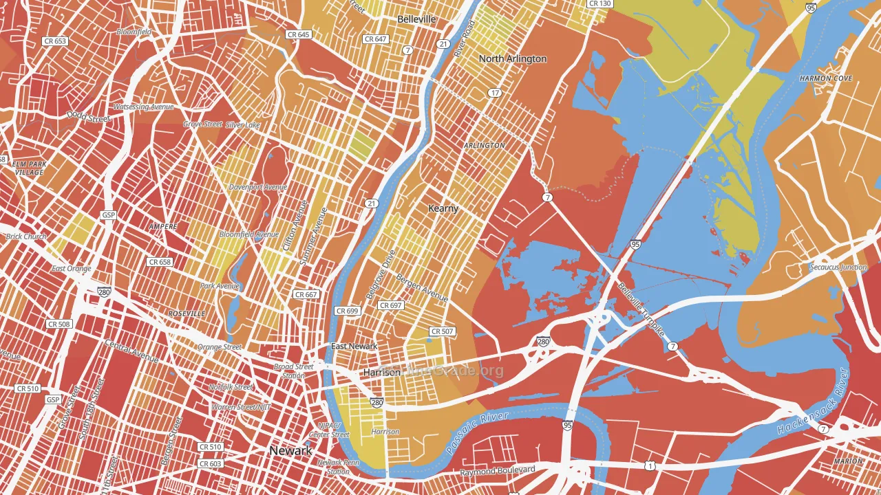 Kearny, NJ Map of Murder Rates