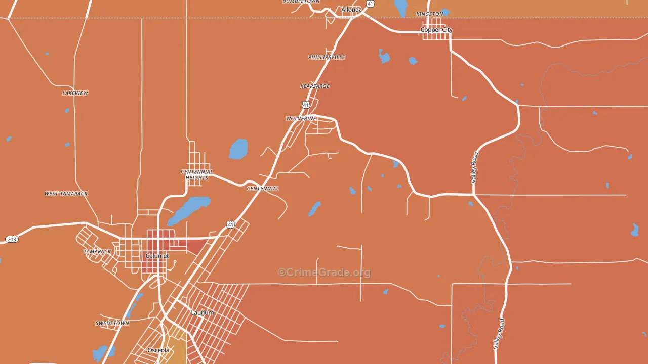 Kearsarge, MI Map of Murder Rates
