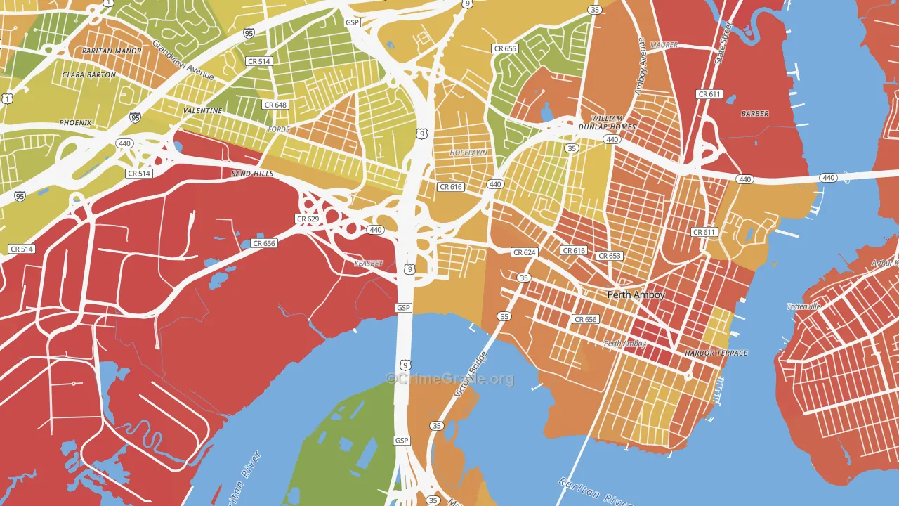 Keasbey, NJ Map of Murder Rates