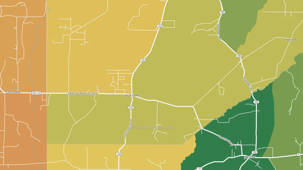 Keatchie, LA Map of Murder Rates