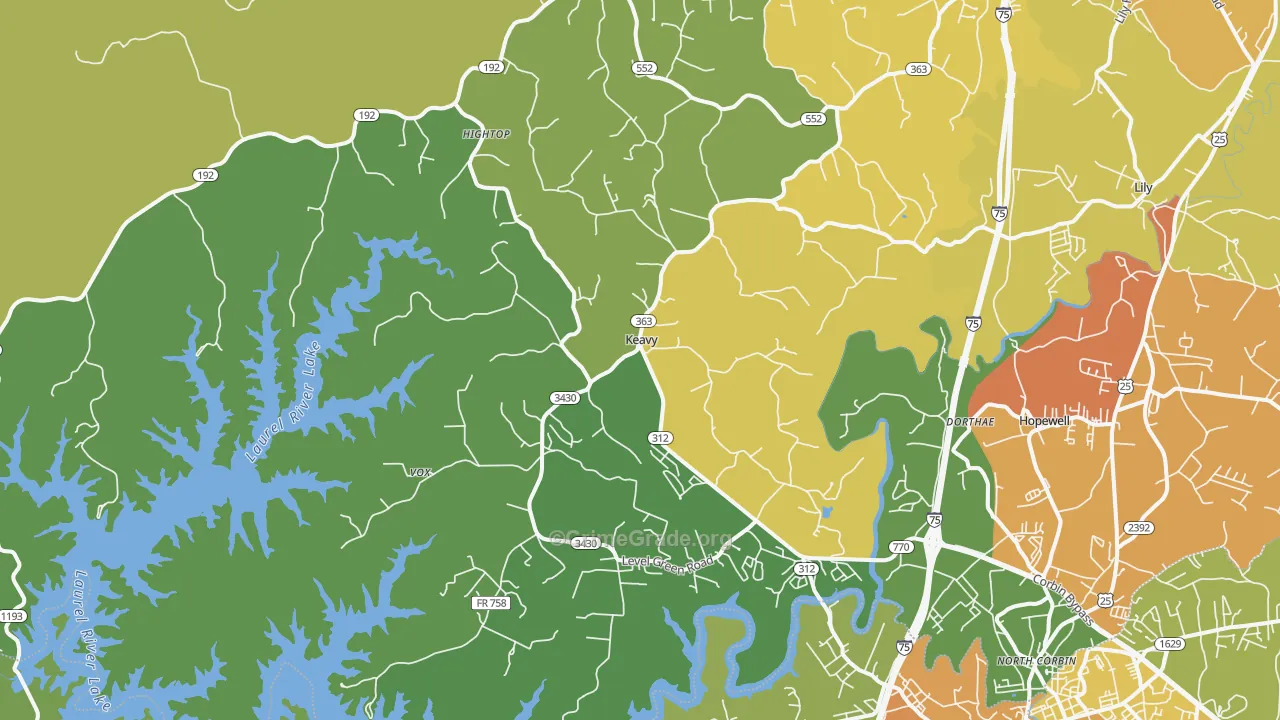 Keavy, KY Map of Murder Rates