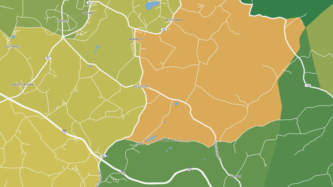 Kecksburg, PA Map of Murder Rates