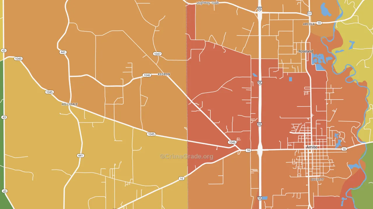 Kedron, LA Map of Murder Rates