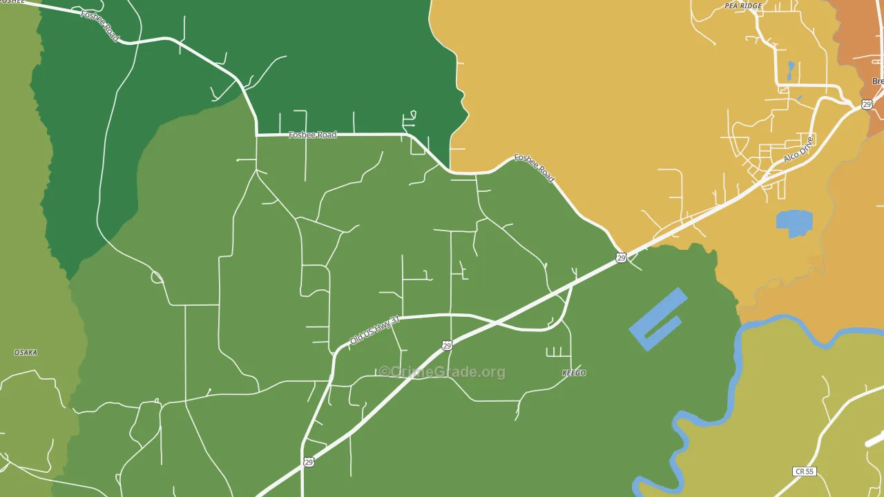 Keego, AL Map of Murder Rates