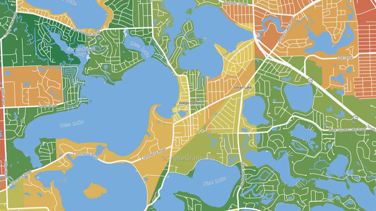 Keego Harbor, MI Map of Murder Rates