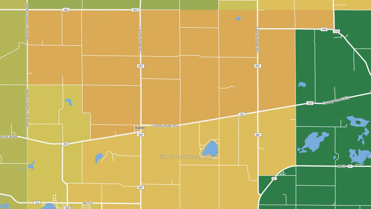 Keeler, MI Map of Murder Rates