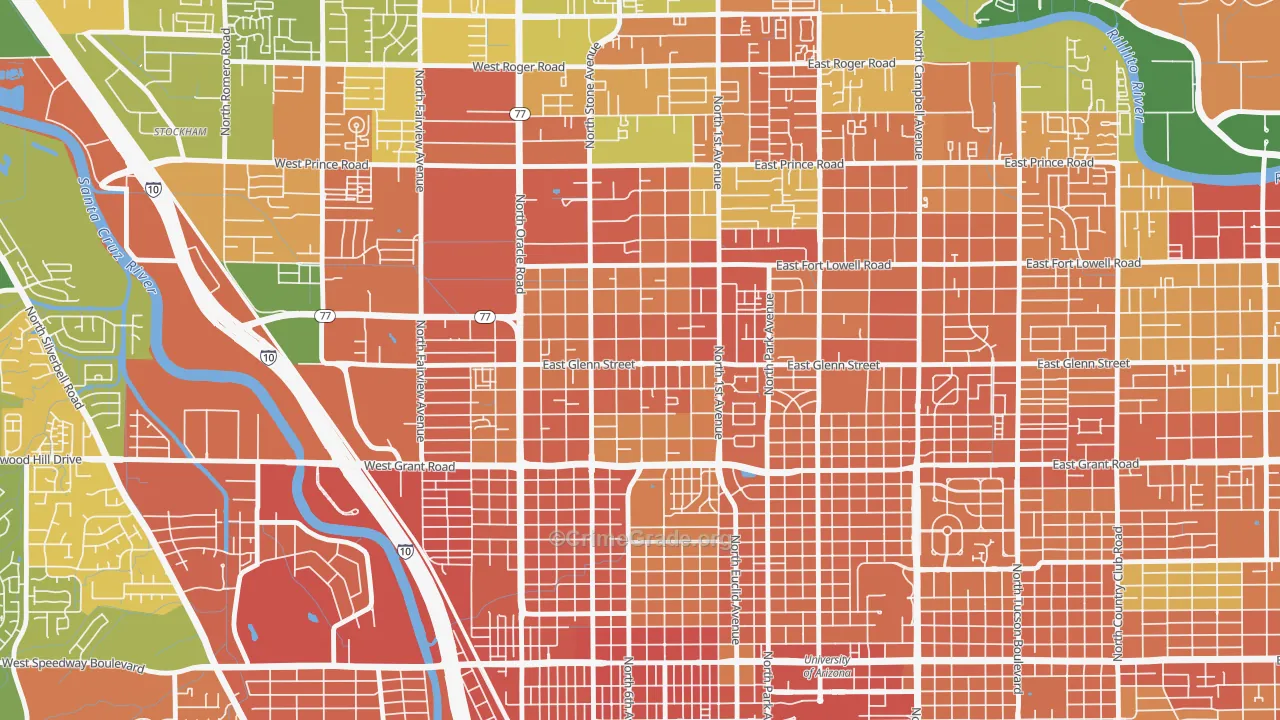 Keeling, Tucson, AZ Map of Murder Rates