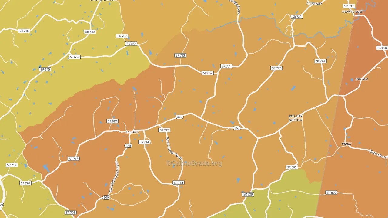 Keeling, VA Map of Murder Rates