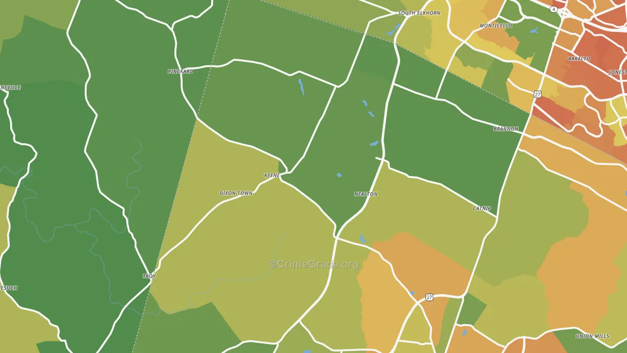 Keene, KY Map of Murder Rates