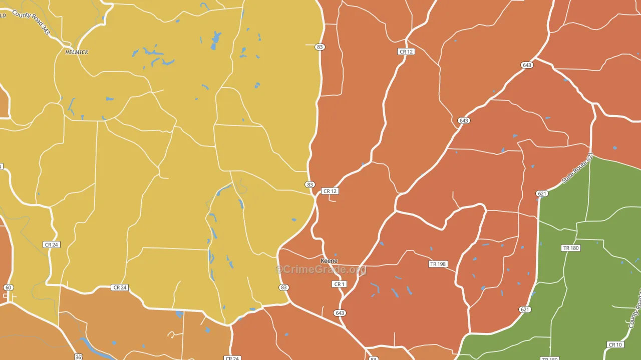 Keene, OH Map of Murder Rates