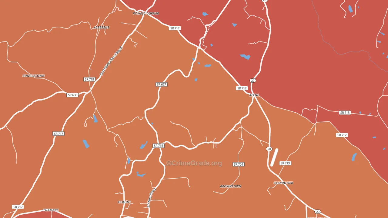 Keene, VA Map of Murder Rates