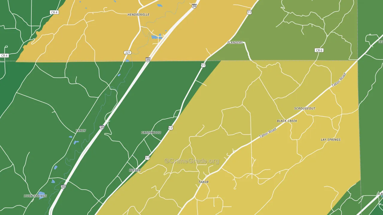 Keener, AL Map of Murder Rates