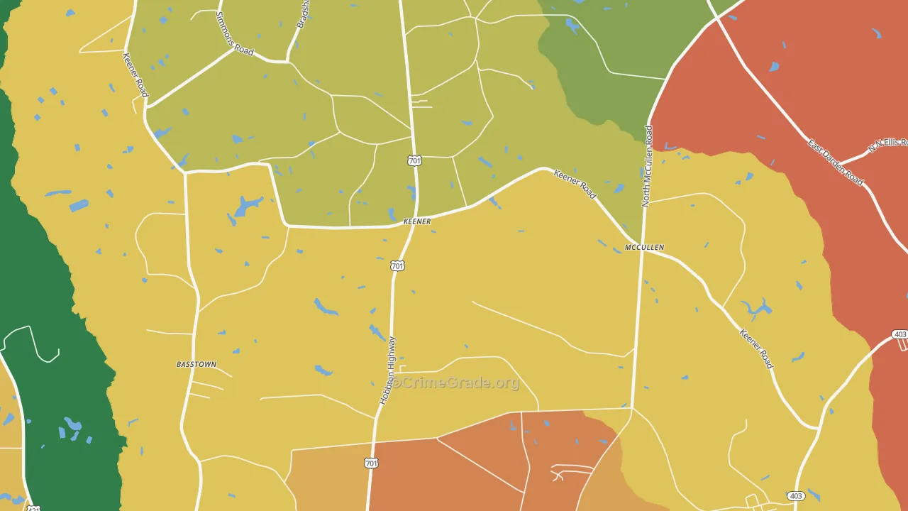 Keener, NC Map of Murder Rates