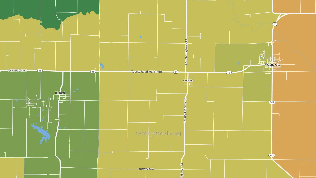 Keenes, IL Map of Murder Rates