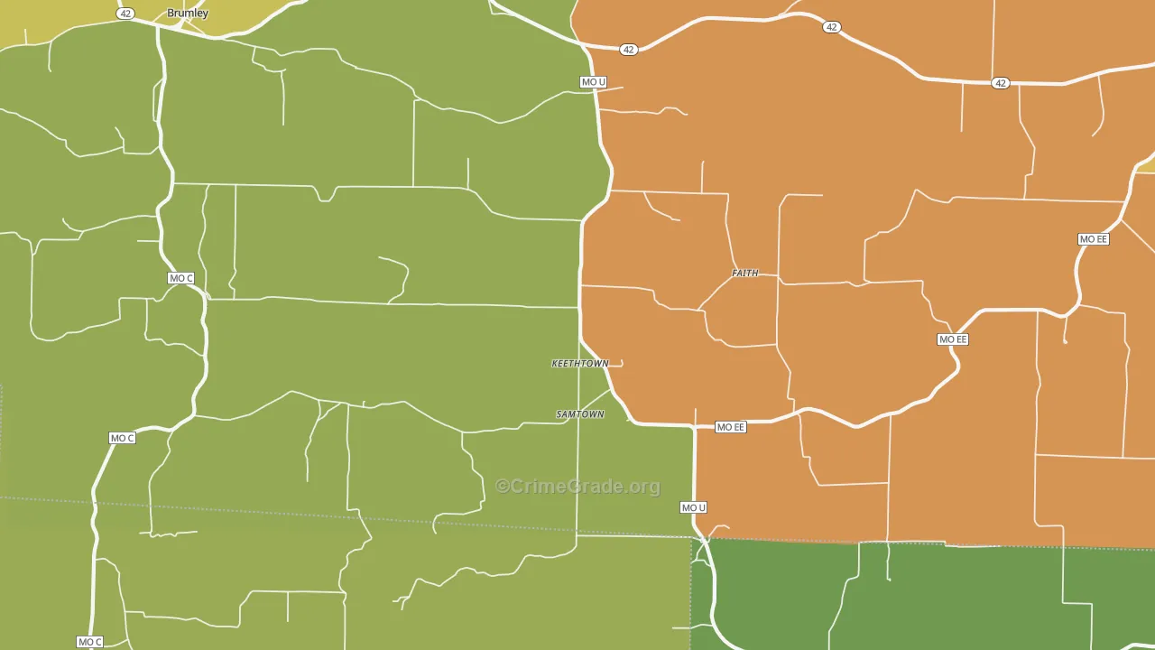 Keethtown, MO Map of Murder Rates