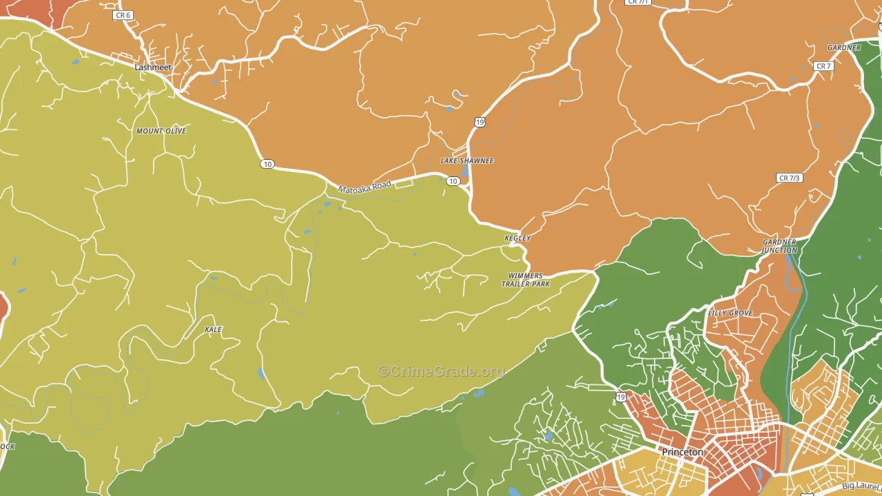 Kegley, WV Map of Murder Rates