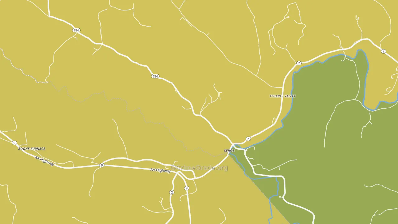 Kehoe, KY Map of Murder Rates