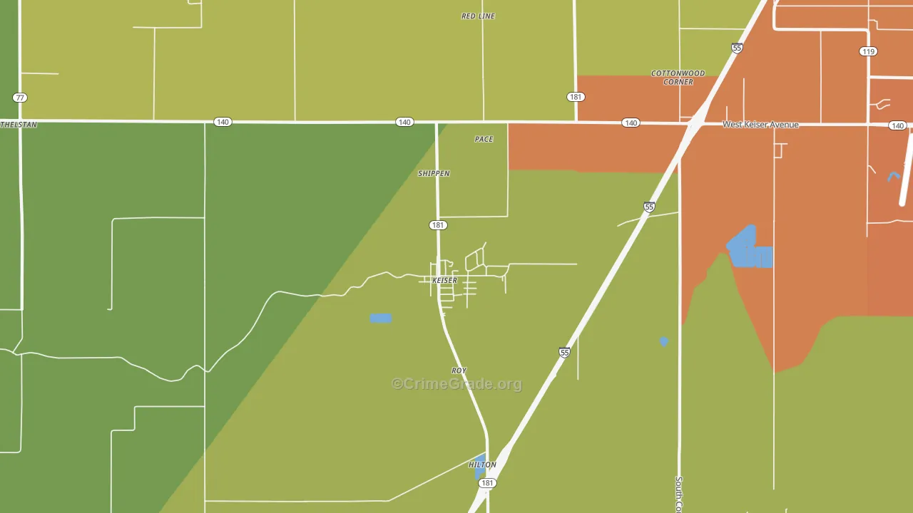 Keiser, AR Map of Murder Rates