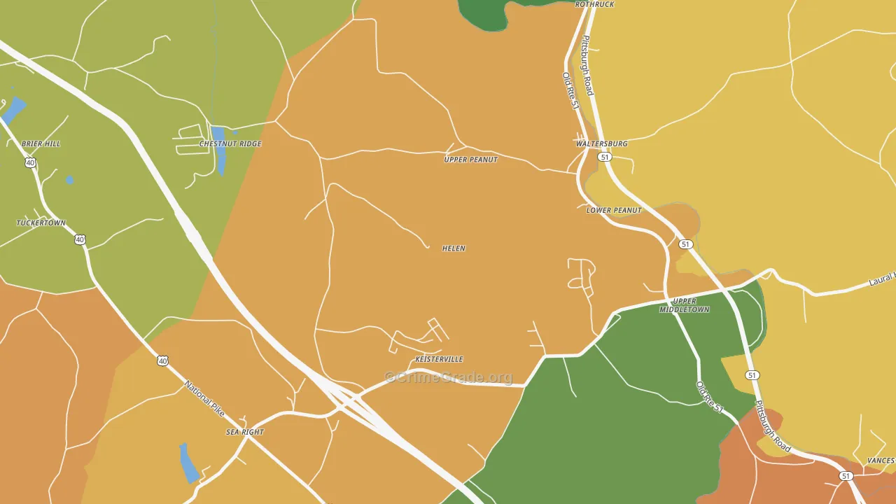Keisterville, PA Map of Murder Rates