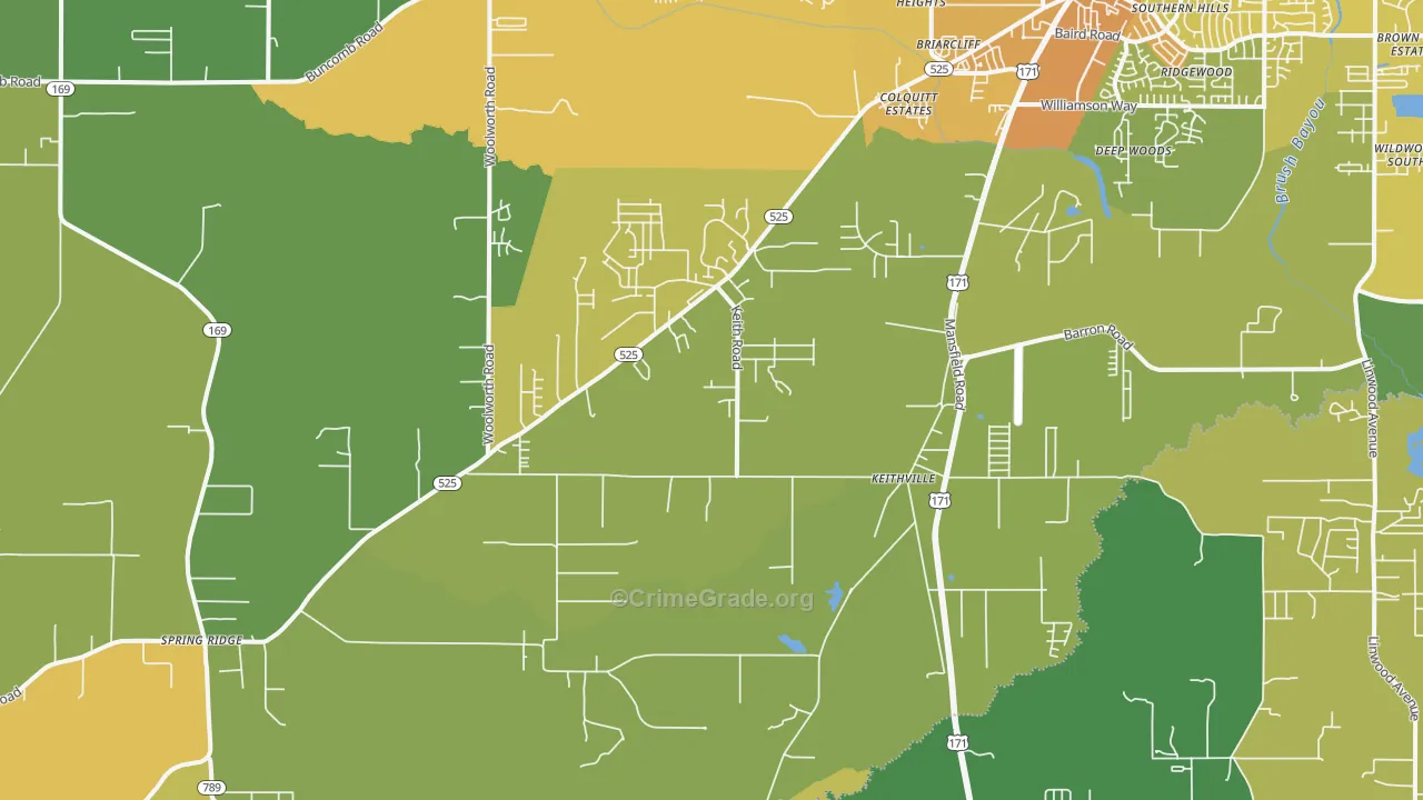 Keithville, LA Map of Murder Rates