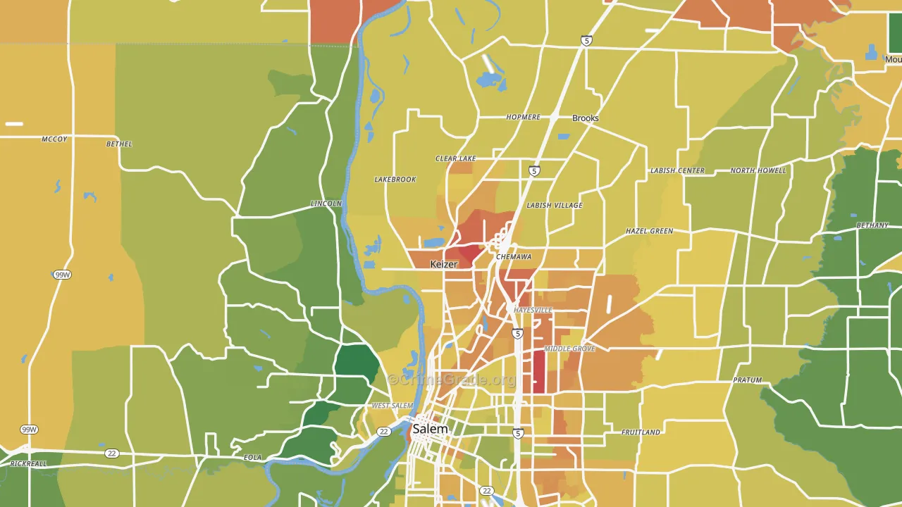 Keizer, OR Map of Murder Rates