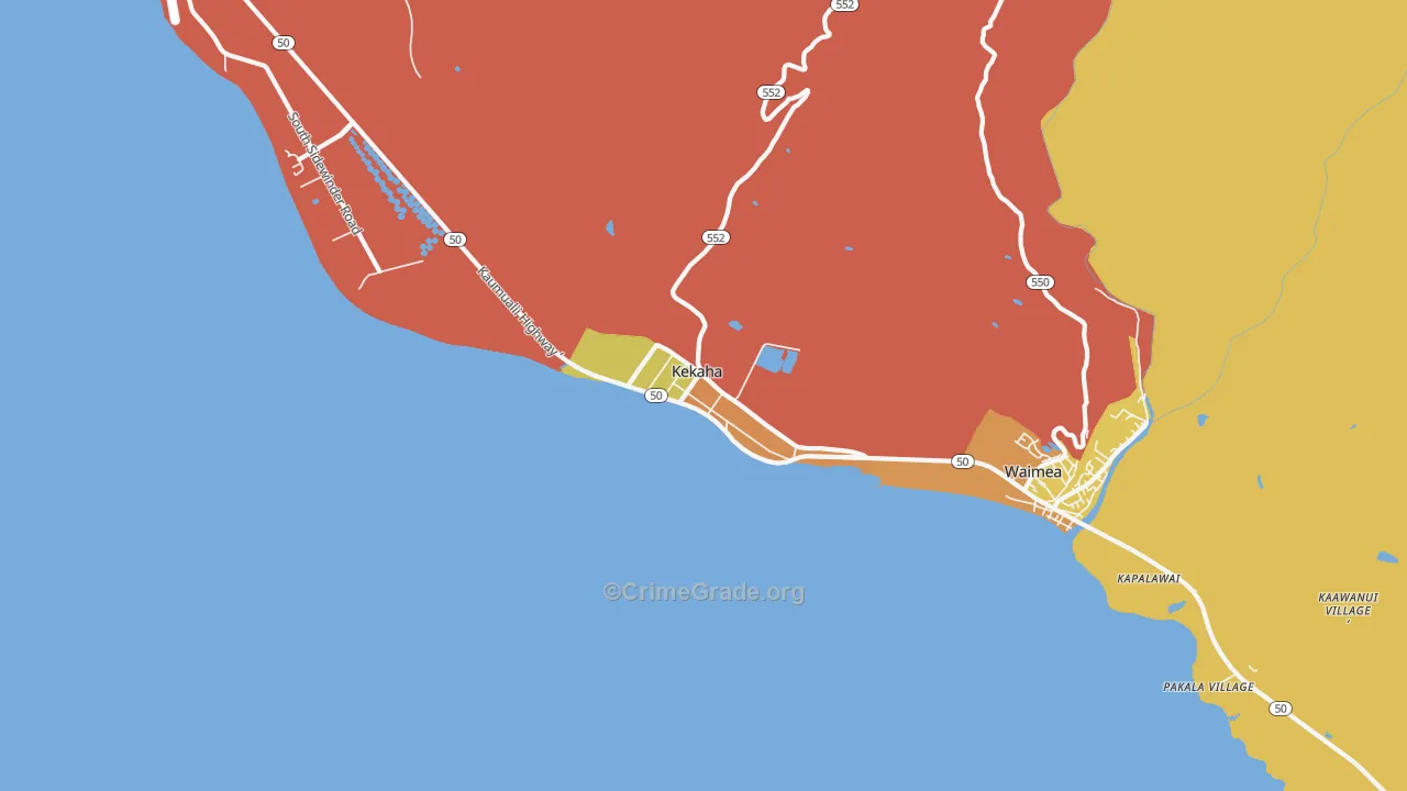 Kekaha, HI Map of Murder Rates