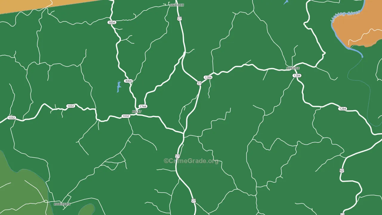 Kelat, KY Map of Murder Rates