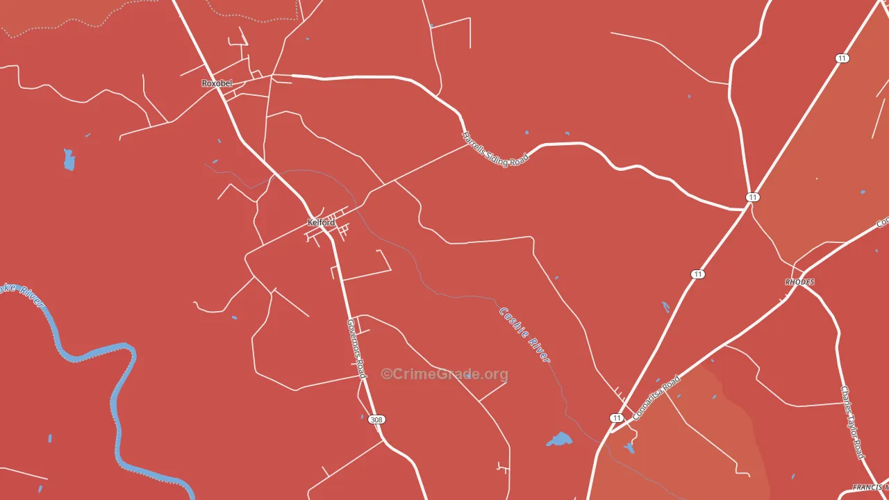 Kelford, NC Map of Murder Rates