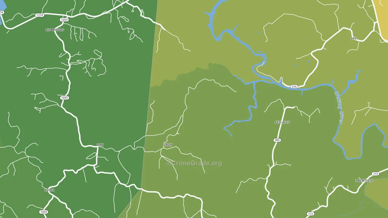 Kellacey, KY Map of Murder Rates