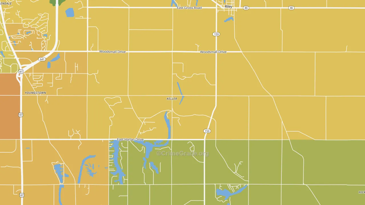 Keller, IN Map of Murder Rates