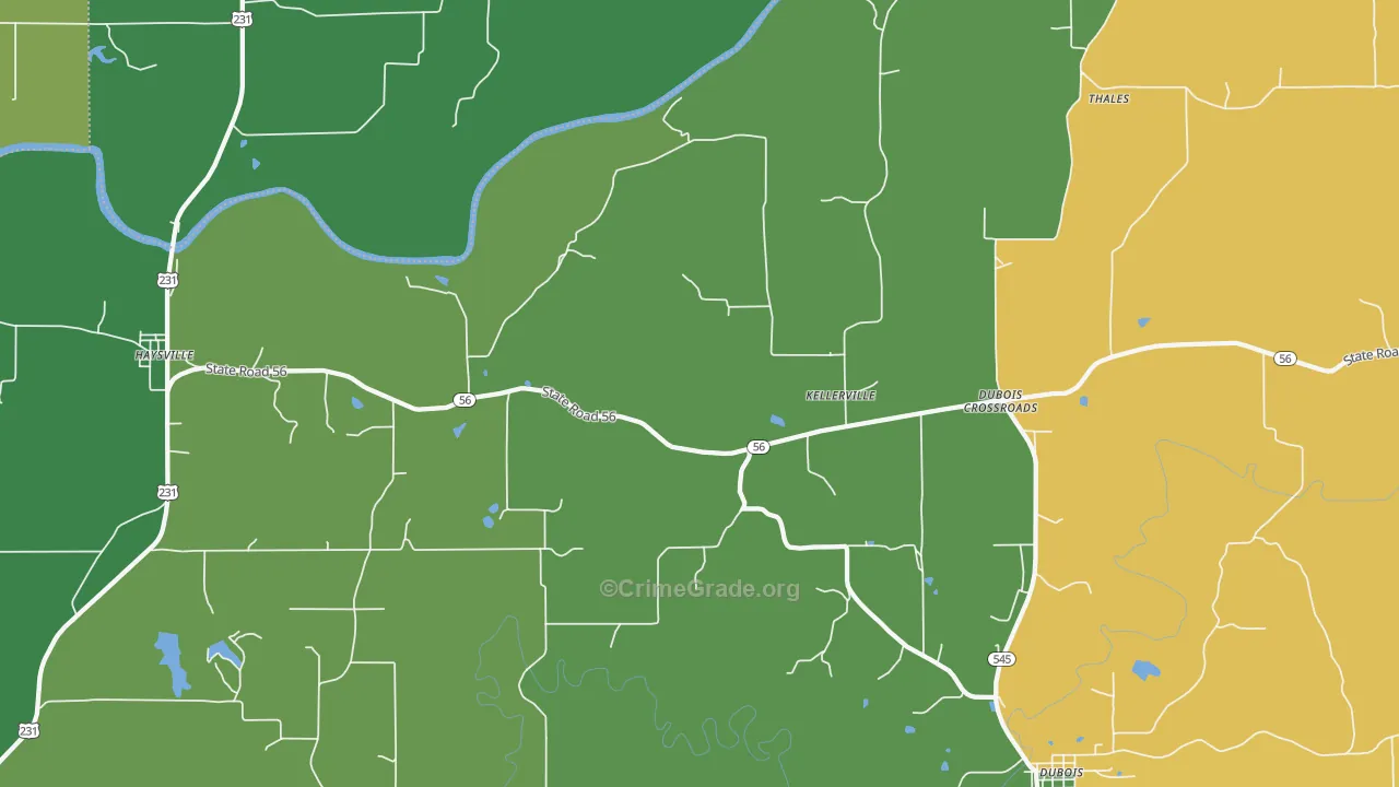 Kellerville, IN Map of Murder Rates